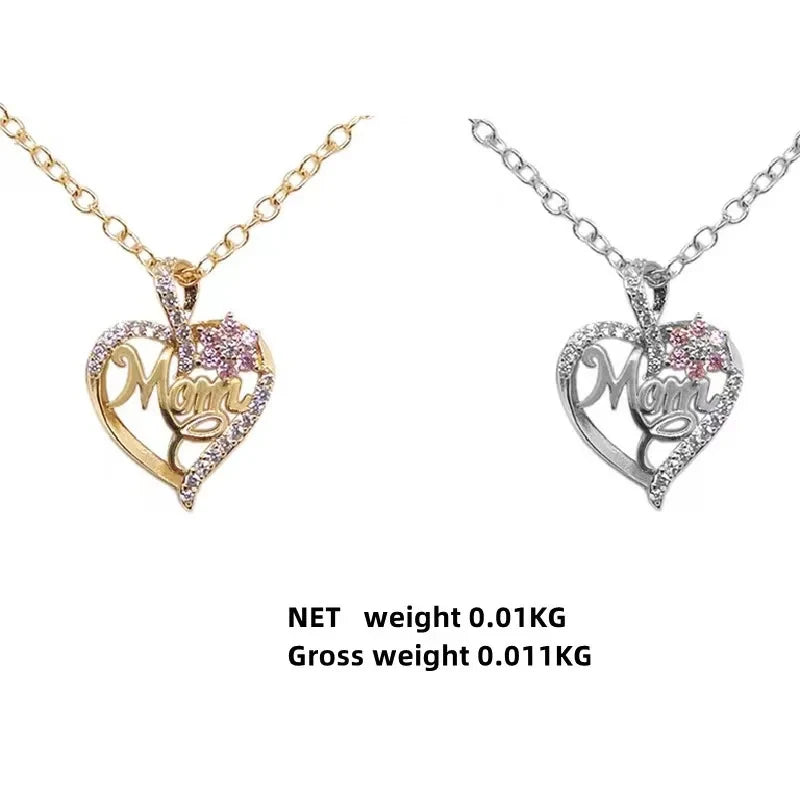 Gold-Plated Mom Heart Necklace