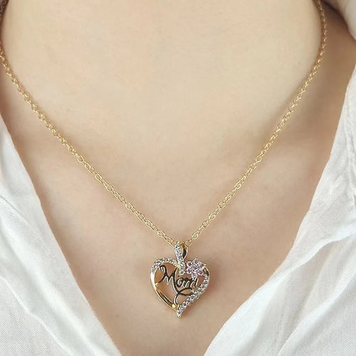 Gold-Plated Mom Heart Necklace
